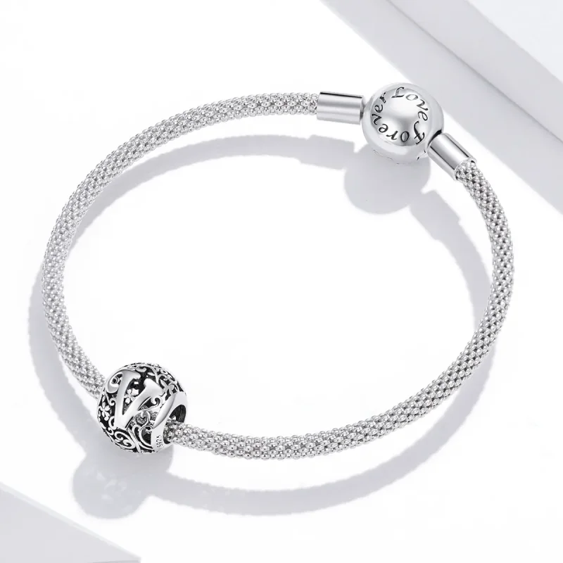 (imagine pentru) Pandora Style Charm cu Flori Openwork cu Litera V - SCC1444-V - Vizualizare 3