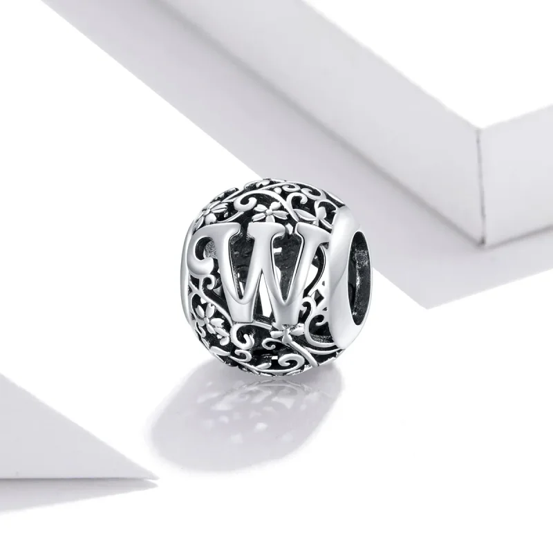 (imagine pentru) Pandora Style Charm cu Flori Openwork Litera W - SCC1444-W - Vizualizare 2