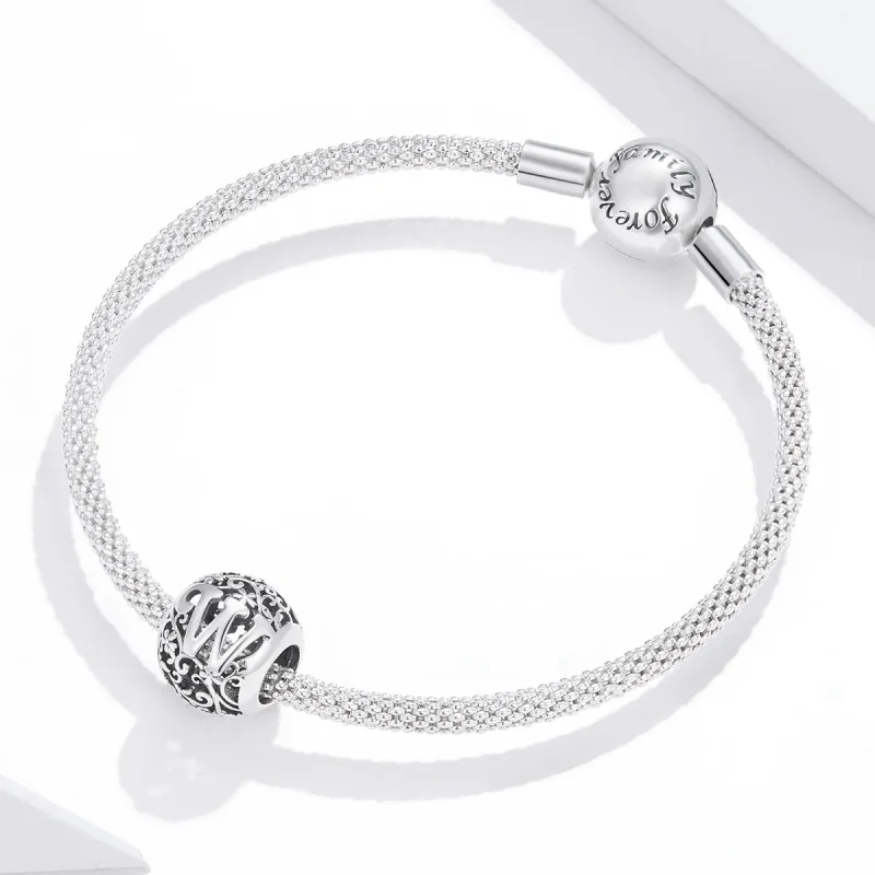 (imagine pentru) Pandora Style Charm cu Flori Openwork Litera W - SCC1444-W - Vizualizare 3