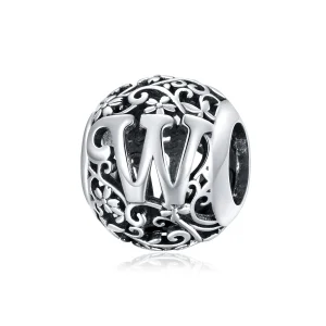 (imagine pentru) Pandora Style Charm cu Flori Openwork Litera W - SCC1444-W