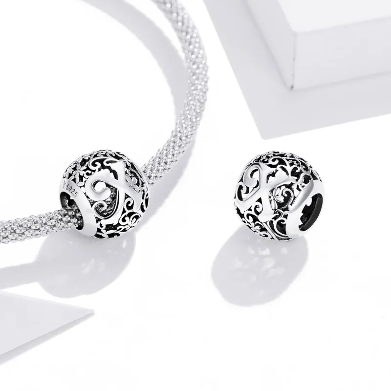 (imagine pentru) Pandora Style Charm cu Flori și Litera X în Traliu - SCC1444-X - Vizualizare 4