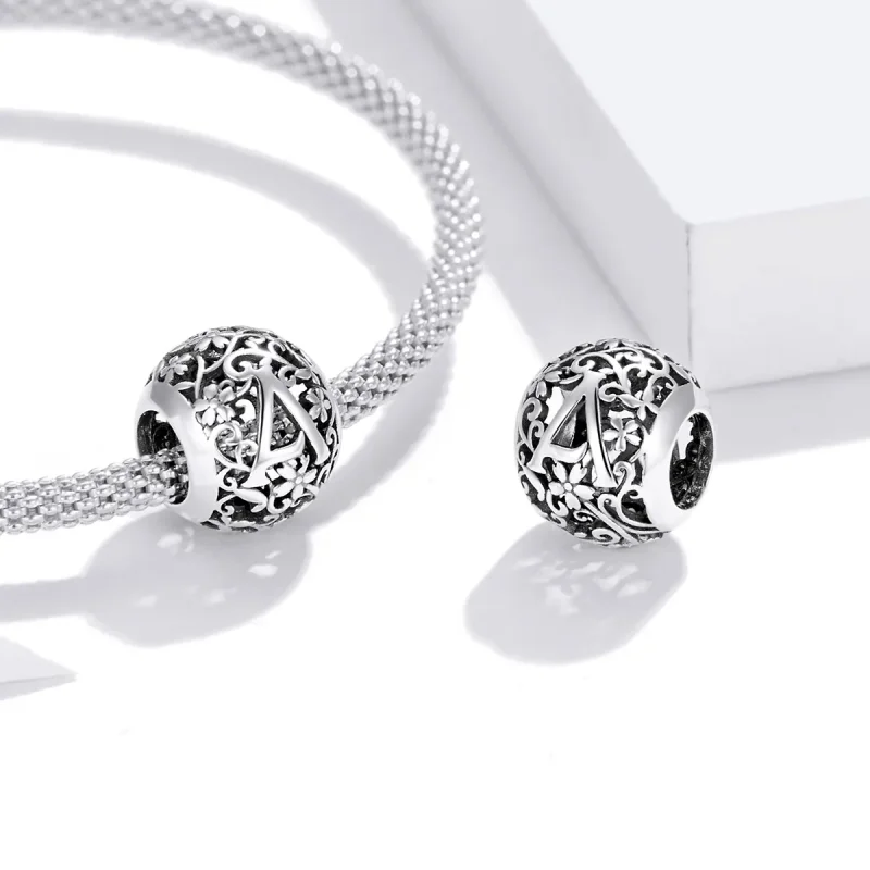 (imagine pentru) Talisman Tip Pandora Floare ajurată Scrisoarea A. din argint - SCC1444-A - Vizualizare 4