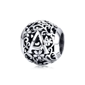(imagine pentru) Talisman Tip Pandora Floare ajurată Scrisoarea A. din argint - SCC1444-A