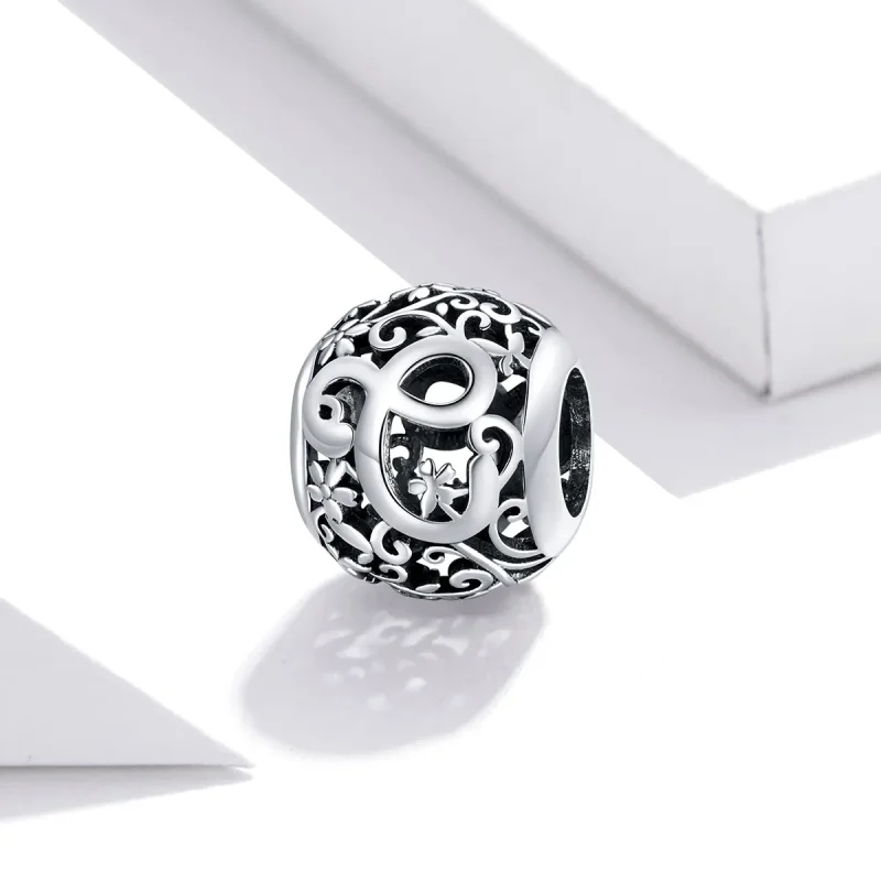 (imagine pentru) Talisman Tip Pandora Scrisoare de floare ajurată C din argint - SCC1444-C - Vizualizare 2