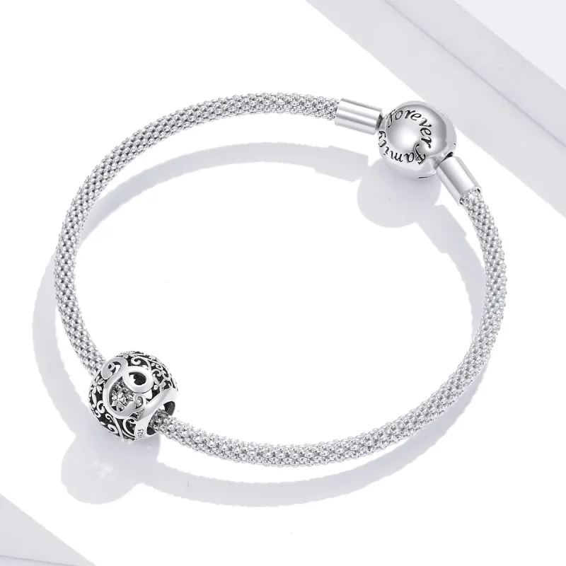 (imagine pentru) Talisman Tip Pandora Scrisoare de floare ajurată C din argint - SCC1444-C - Vizualizare 3