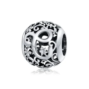 (imagine pentru) Talisman Tip Pandora Scrisoare de floare ajurată C din argint - SCC1444-C