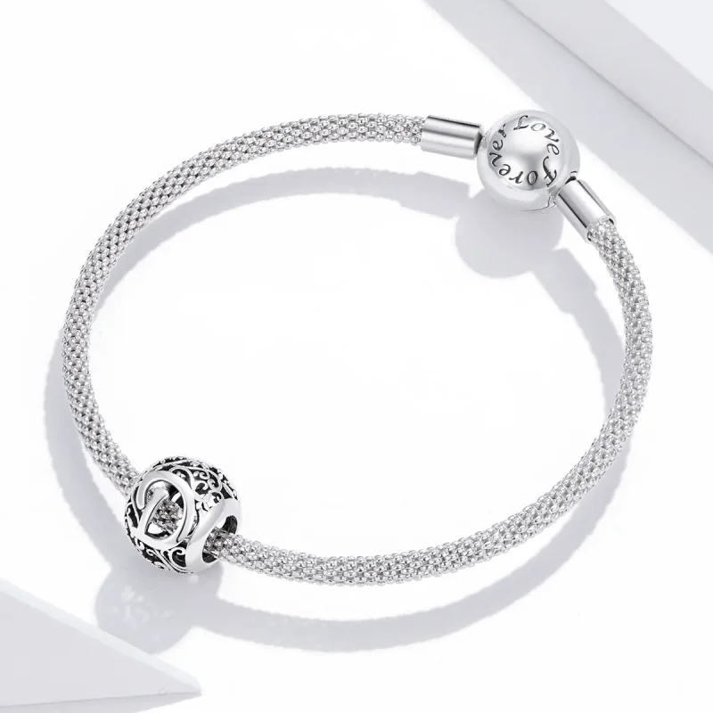 (imagine pentru) Talisman Tip Pandora Scrisoare de floare ajurată D din argint - SCC1444-D - Vizualizare 3