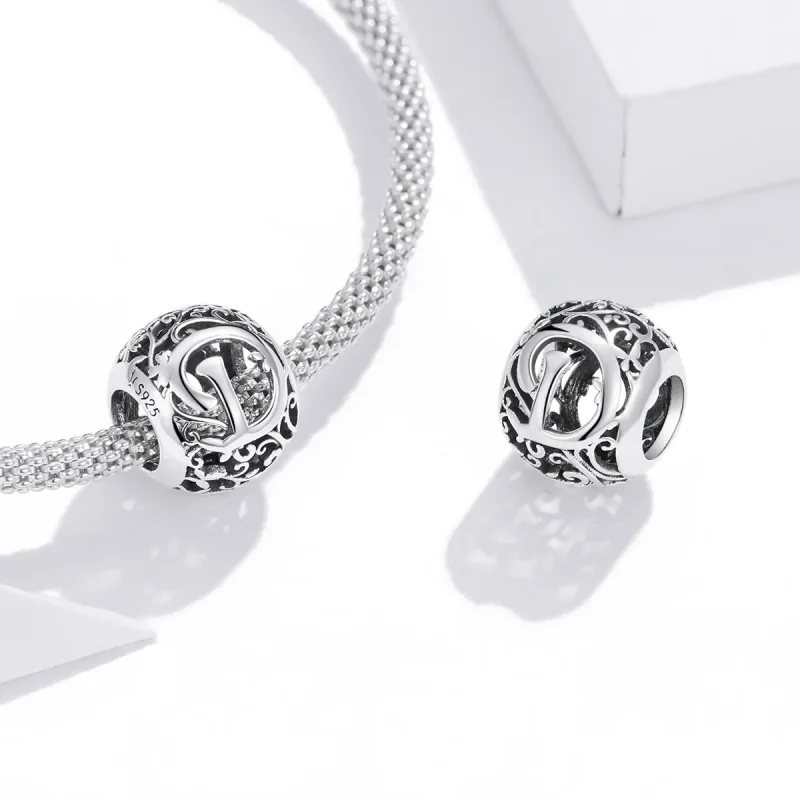 (imagine pentru) Talisman Tip Pandora Scrisoare de floare ajurată D din argint - SCC1444-D - Vizualizare 4