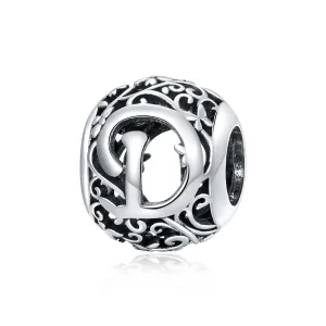 (imagine pentru) Talisman Tip Pandora Scrisoare de floare ajurată D din argint - SCC1444-D