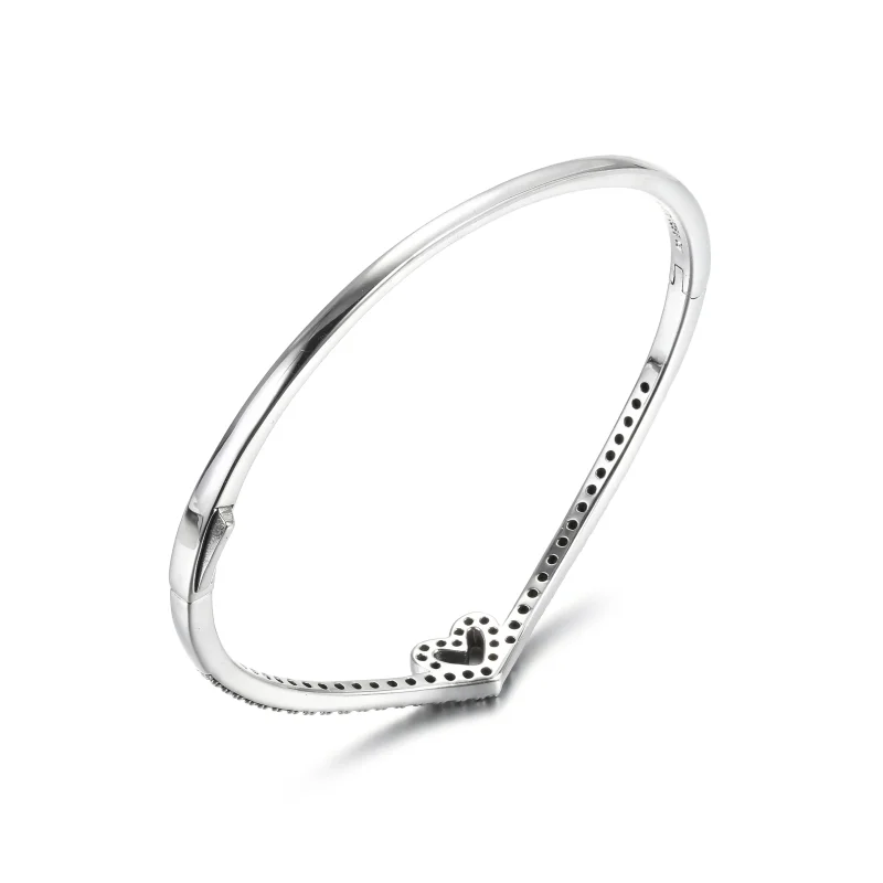 (imagine pentru) Brățară fixă cu inimă wishbone strălucitoare - 599297C01 - Vizualizare 4