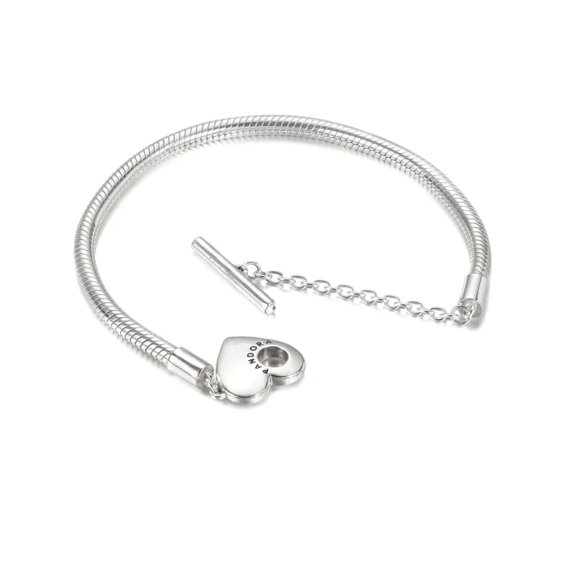 (imagine pentru) Brățară tip lanț clasic cu bară în T și inimă Pandora Moments - 599285C00 - Vizualizare 5