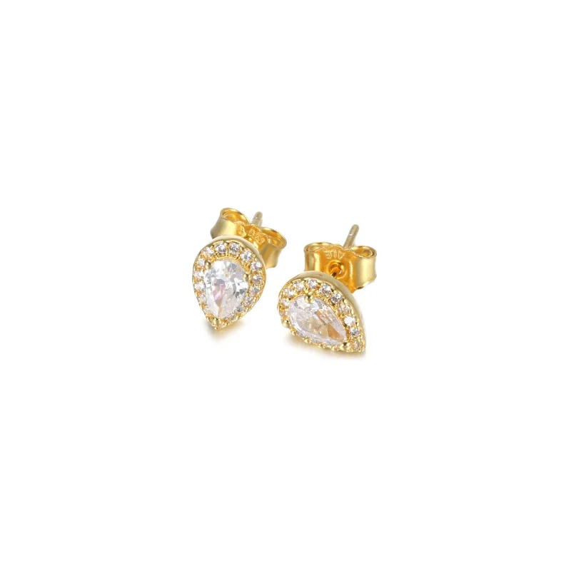 (imagine pentru) Cercei Pandora cu Spumante Teardrop Halo placat cu aur de 14 k - 268724C01 - Vizualizare 2