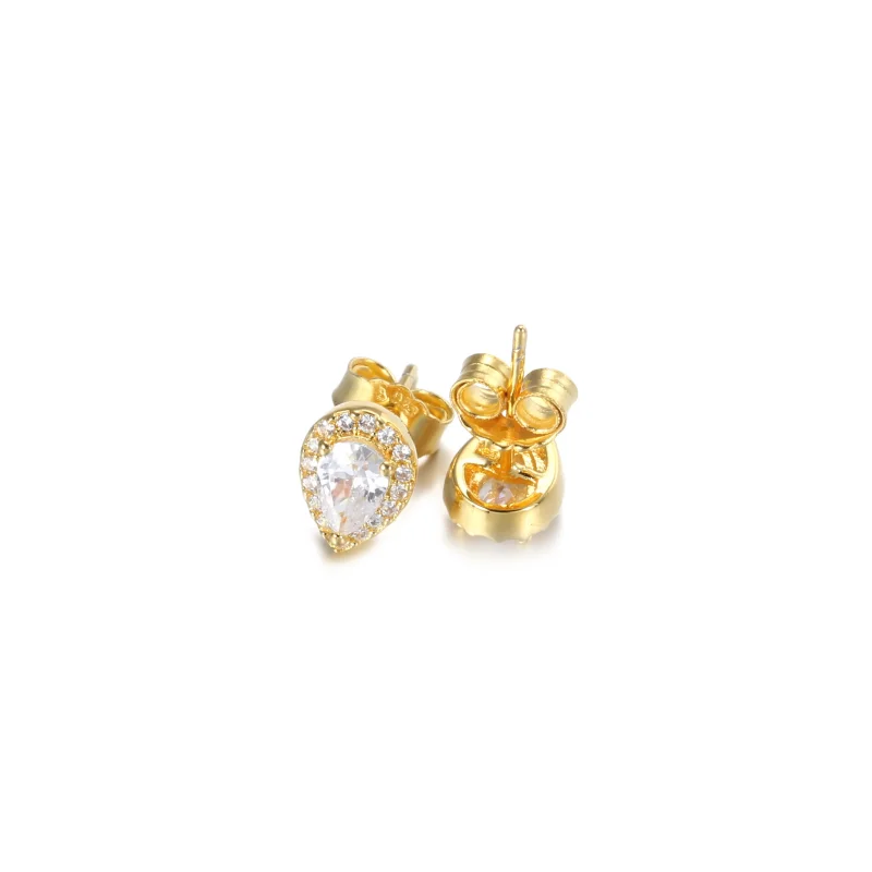 (imagine pentru) Cercei Pandora cu Spumante Teardrop Halo placat cu aur de 14 k - 268724C01 - Vizualizare 4