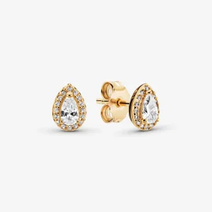 (imagine pentru) Cercei Pandora cu Spumante Teardrop Halo placat cu aur de 14 k - 268724C01