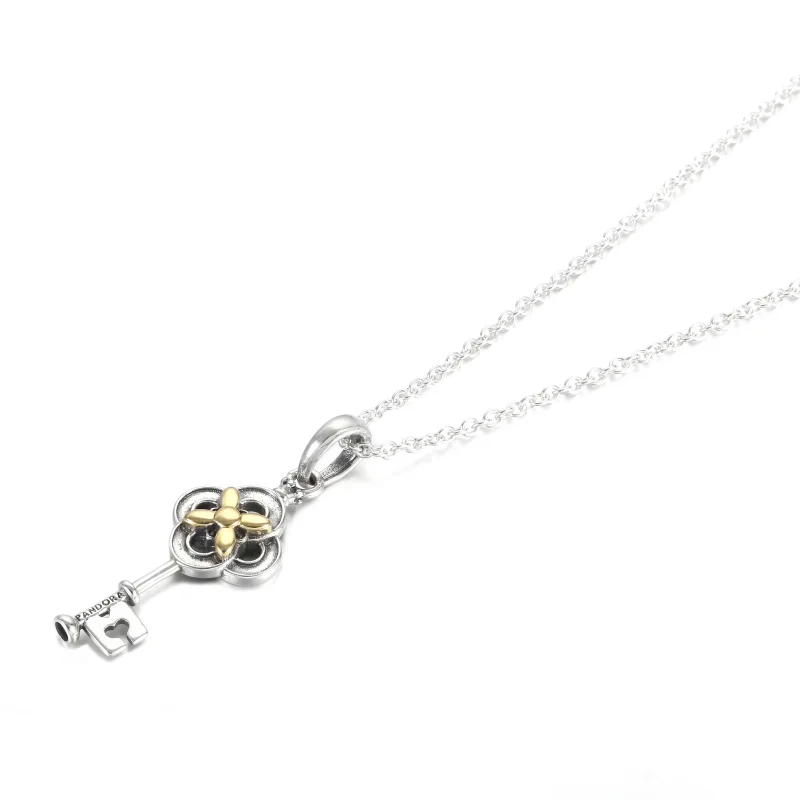 (imagine pentru) Colier Pandora cu Cheie & Floare din argint - 399339C01 - Vizualizare 2