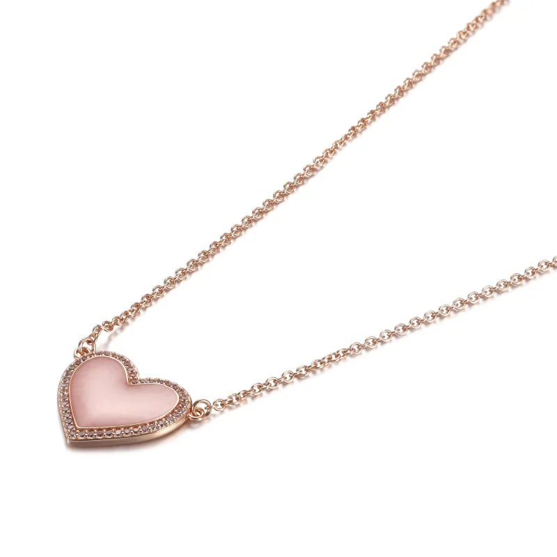 (imagine pentru) Colier Pandora cu Pink Swirl Heart din aur rose - 389279C01 - Vizualizare 2