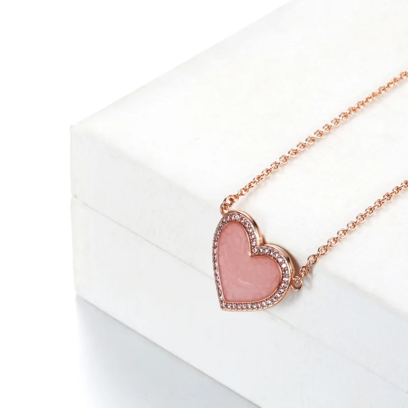 (imagine pentru) Colier Pandora cu Pink Swirl Heart din aur rose - 389279C01 - Vizualizare 3