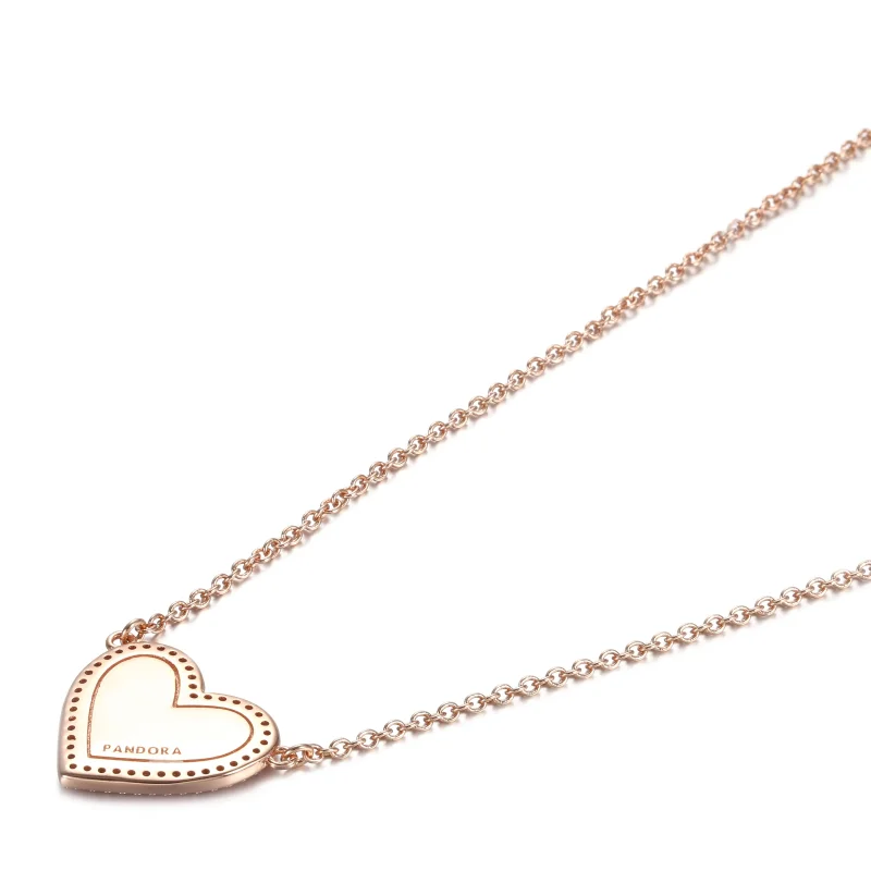 (imagine pentru) Colier Pandora cu Pink Swirl Heart din aur rose - 389279C01 - Vizualizare 4