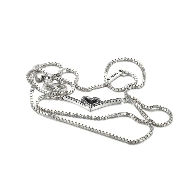 (imagine pentru) Colier Pandora cu Spumant Wishbone Heart din argint - 399273C01 - Vizualizare 5