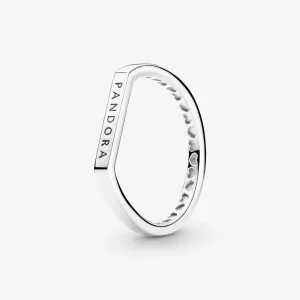 Inel Pandora cu Logo Bar Stacking din argint - 199048C00 (imagine pentru) Inel Pandora cu Logo Bar Stacking din argint - 199048C00