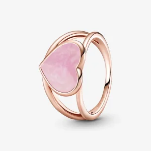 (imagine pentru) Inel Pandora cu Pink Swirl Heart Declarație din aur rose - 189263C01
