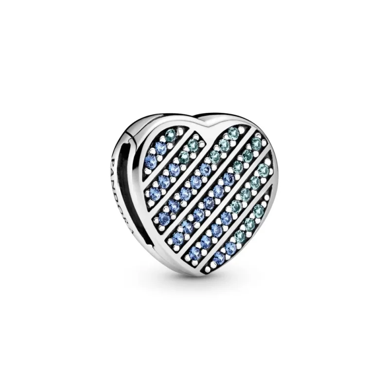 (imagine pentru) Talisman cu fixare rapidă Inimă pavé albastră - 799346C01