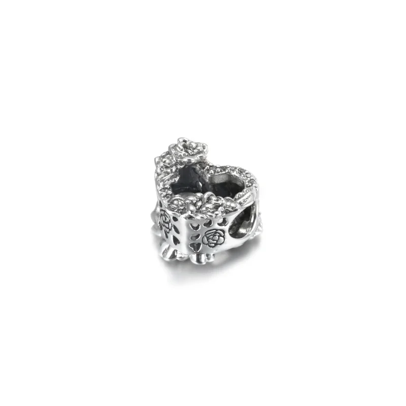 (imagine pentru) Talisman cu inimă deschisă și flori de trandafir - 799281C01 - Vizualizare 5