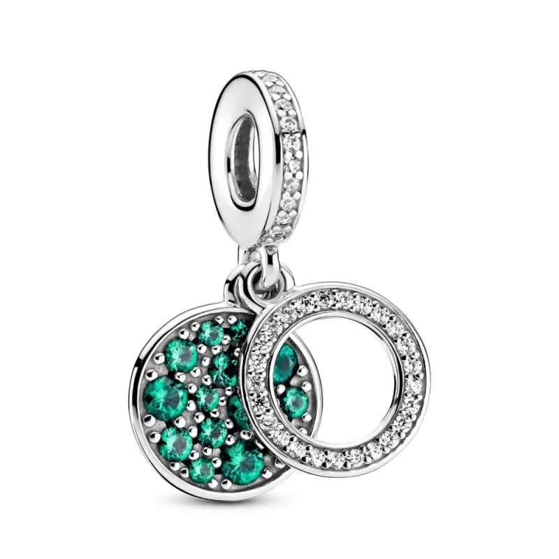 (imagine pentru) Talisman de tip pandantiv dublu cu disc verde strălucitor - 799186C02