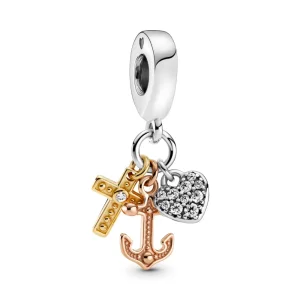 (imagine pentru) Talisman pandantiv Cruce, inimă și ancoră în trei nuanțe - 799354C01