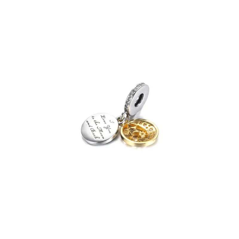 (imagine pentru) Talisman pandantiv Pandora cu I Love You to the Moon and Back în două nuanțe - 7 - Vizualizare 3