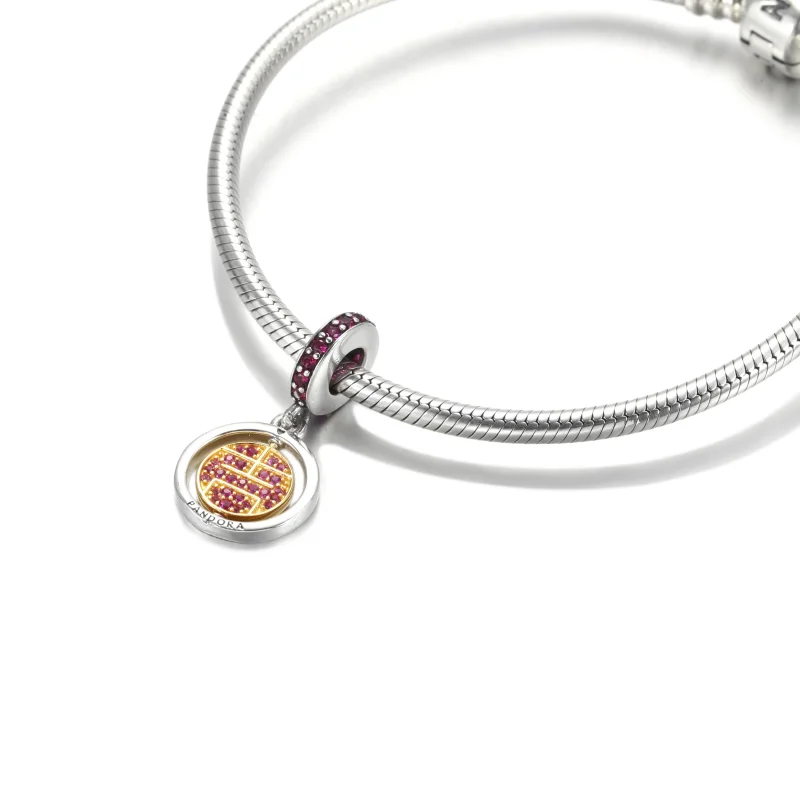 (imagine pentru) Talisman pandantiv Pandora cu Învârtind Lucky în două nuanțe - 769282C01 - Vizualizare 5