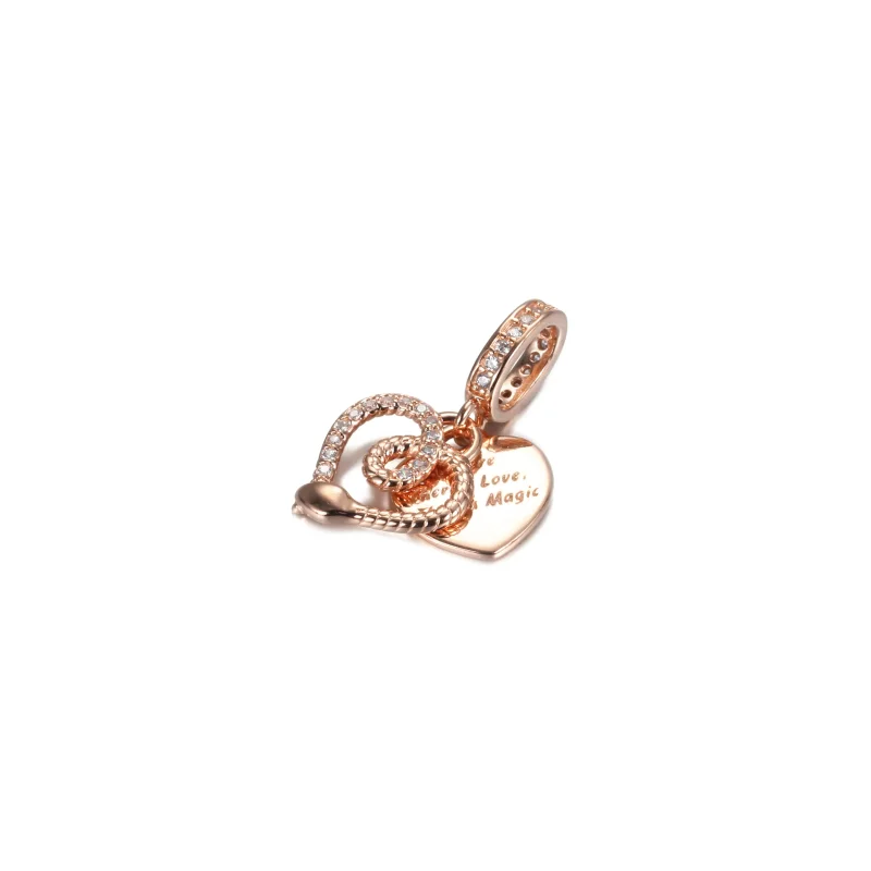 (imagine pentru) Talisman pandantiv Pandora cu Snake & Inima din aur rose - 789086C01 - Vizualizare 2