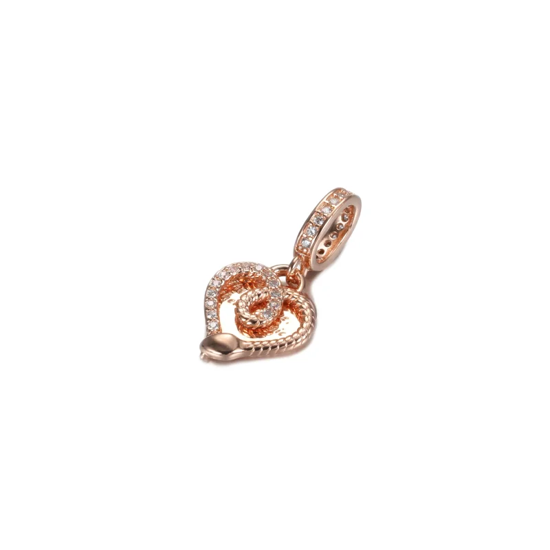 (imagine pentru) Talisman pandantiv Pandora cu Snake & Inima din aur rose - 789086C01 - Vizualizare 3