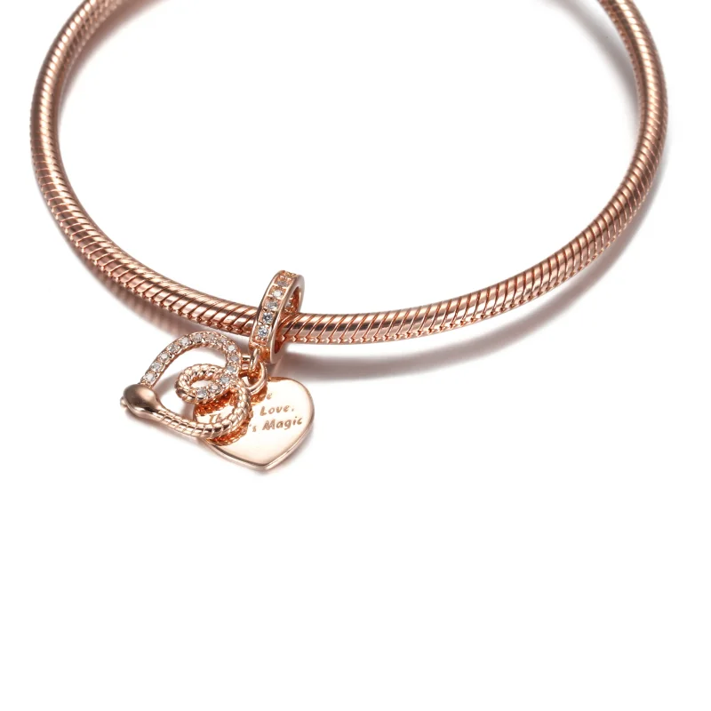 (imagine pentru) Talisman pandantiv Pandora cu Snake & Inima din aur rose - 789086C01 - Vizualizare 5
