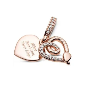 (imagine pentru) Talisman pandantiv Pandora cu Snake & Inima din aur rose - 789086C01