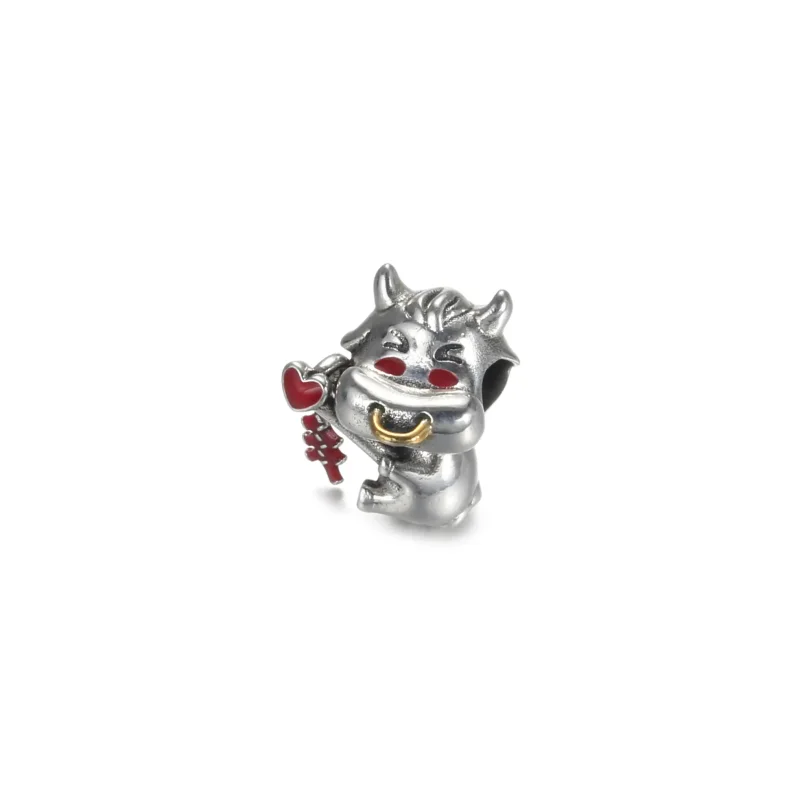 (imagine pentru) Talisman Pandora Cute Ox în două nuanțe - 799268C01 - Vizualizare 2