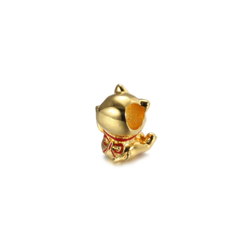 (imagine pentru) Talisman Pandora Drăguţ Pisica Fortune placat cu aur de 14 k - 769271C01 - Vizualizare 3