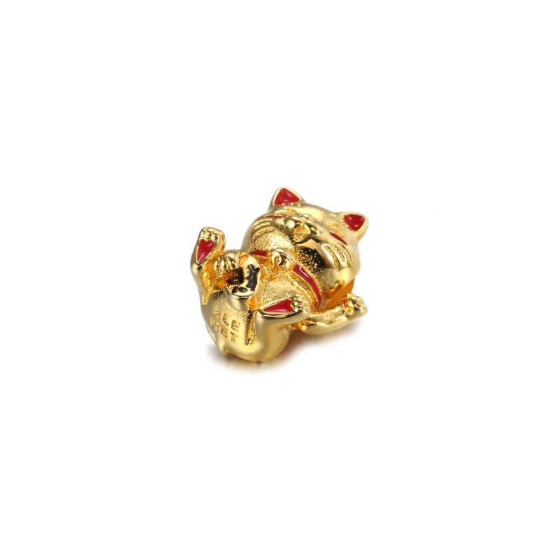 (imagine pentru) Talisman Pandora Drăguţ Pisica Fortune placat cu aur de 14 k - 769271C01 - Vizualizare 4