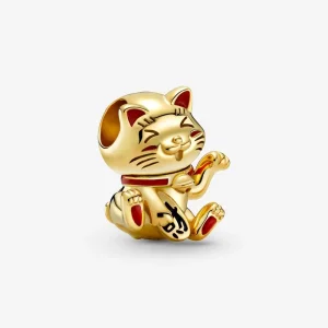 (imagine pentru) Talisman Pandora Drăguţ Pisica Fortune placat cu aur de 14 k - 769271C01