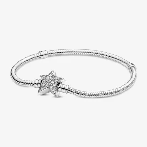 (imagine pentru) Brățară cu lanț de șarpe cu închidere asimetrică cu stea Pandora Moments - 599639C01