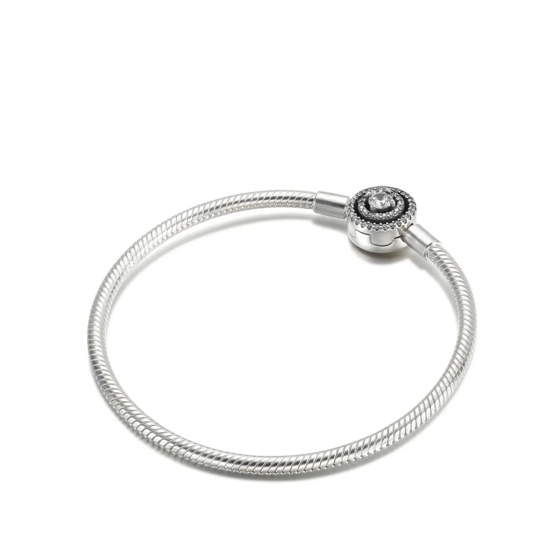 (imagine pentru) Brățară Pandora Moments Halo Snake Chain - 590038C01 - Vizualizare 2