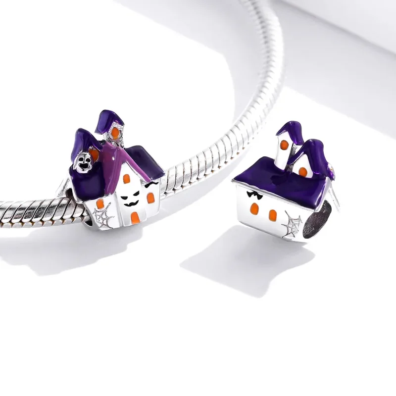(imagine pentru) Breloc argintiu pentru casa bântuită de Halloween în stil Pandora - BSC324 - Vizualizare 4