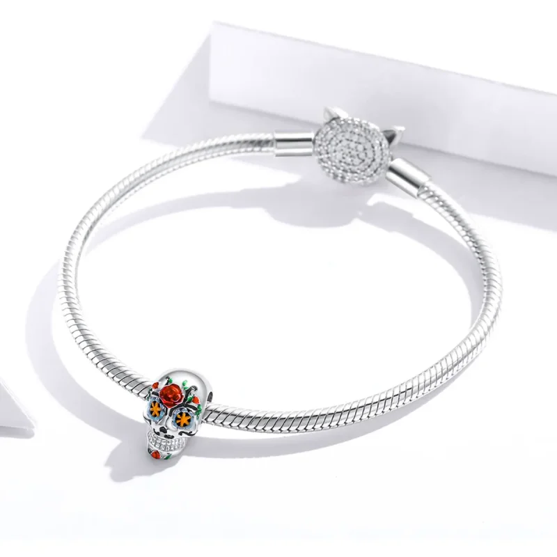 (imagine pentru) Breloc cu craniu de Halloween Shine Style Pandora - BSC326 - Vizualizare 3