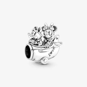 (imagine pentru) Breloc PANDORA Disney cu avionul lui Mickey Mouse și Minnie Mouse - 790108C00