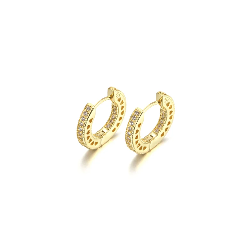 (imagine pentru) Cercei cu inel in forma de inima PANDORA Pavé - 266317C01 - Vizualizare 2