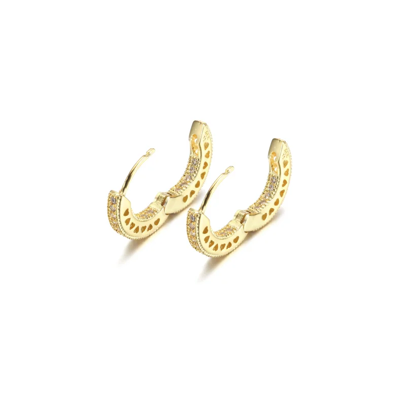 (imagine pentru) Cercei cu inel in forma de inima PANDORA Pavé - 266317C01 - Vizualizare 4