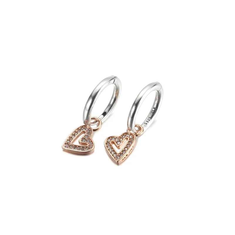 (imagine pentru) Cercei cu inele în formă de inimă PANDORA Sparkling Freehand - 280090C01 - Vizualizare 2