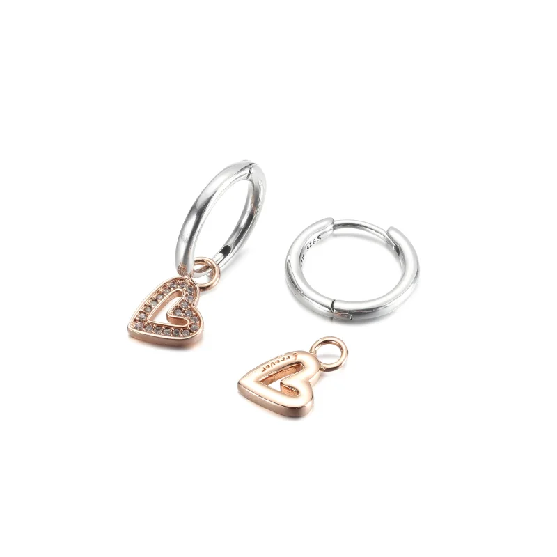 (imagine pentru) Cercei cu inele în formă de inimă PANDORA Sparkling Freehand - 280090C01 - Vizualizare 3