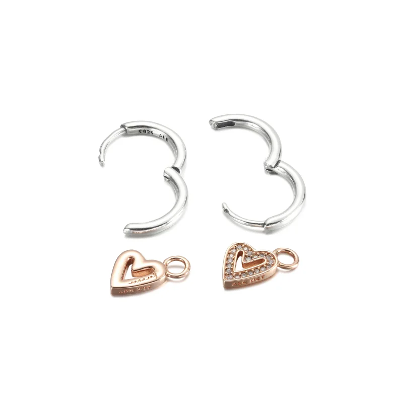 (imagine pentru) Cercei cu inele în formă de inimă PANDORA Sparkling Freehand - 280090C01 - Vizualizare 4