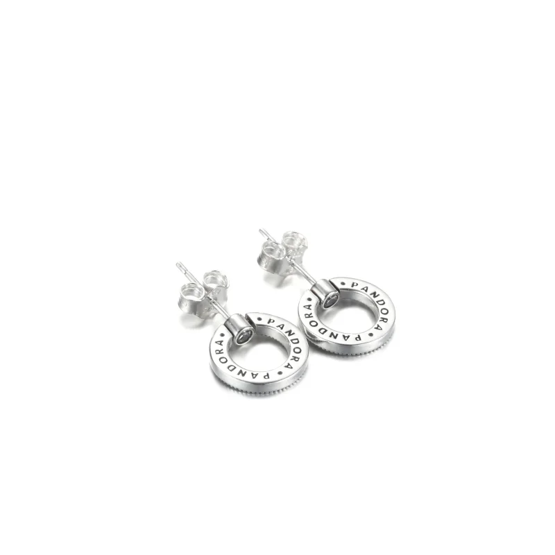 (imagine pentru) Cercei cu tije reversibili PANDORA Pavé & Logo Circle - 299486C01 - Vizualizare 4